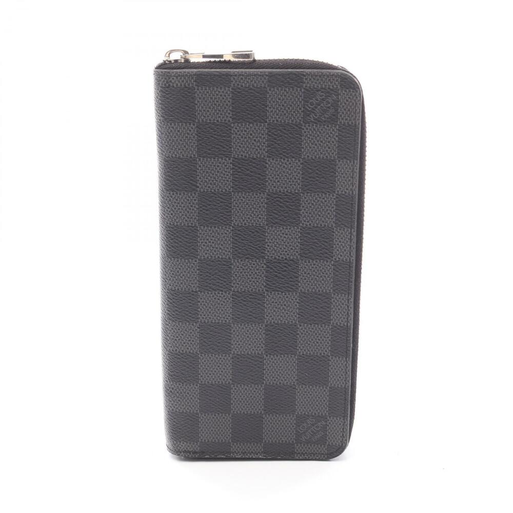 Louis Vuitton Zippy Wallet Vertical Round Long Canvas Damier Graphite Black